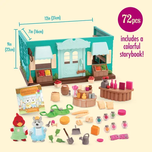 Miniatura 7 de Li'l Woodzeez Pass – the – Pasta Restaurant Playset – Juego de casa de muñecas de 41 piezas con mesa, bancos, comida y accesorios para juegos de rol