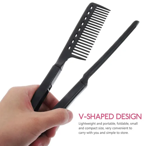 Miniatura 4 de FOMIYES Peine alisador de peluquería plegable, peine alisador de cabello en forma de V, plancha plana multifuncional para uso en salón y hogar, 9.05
