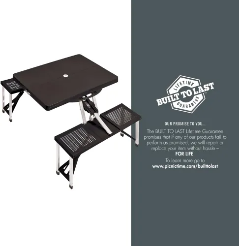 Miniatura 7 de PICNIC TIME NCAA Northwestern Wildcats - Mesa de picnic plegable para campo de fútbol, mesa de campamento para exteriores con agujero para paraguas
