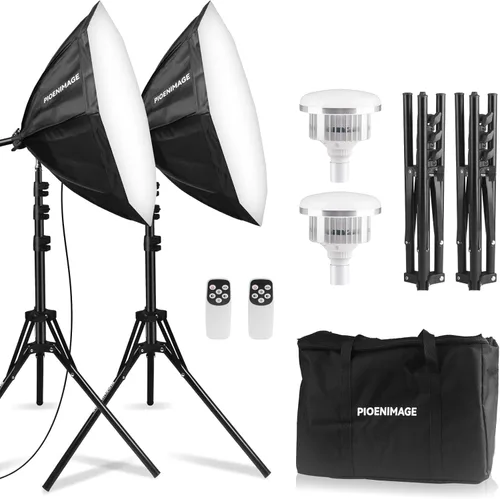 Miniatura 8 de Kit de iluminación Softbox, juego de iluminación de fotografía de caja suave con caja de luz de 17 x 17 pulgadas, trípode de iluminación plegable, 2