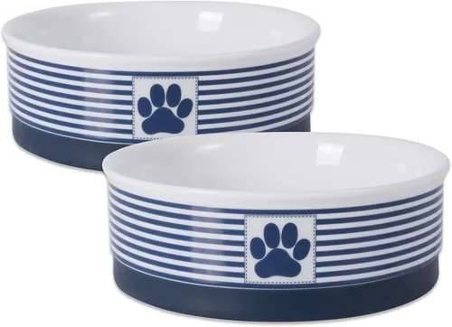 Miniatura 10 de DII Hueso seco Bol mascota de cerámica para comida & agua, con borde de silicona para antideslizante Pequeño, Mediano, Grande Perros y Gatos, L, Gris