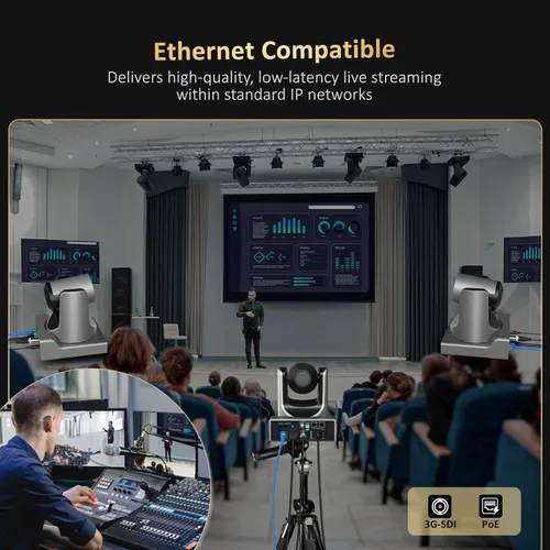 Miniatura 4 de Cámara PTZ NexiGo 20X Zoom Óptico con Salidas PoE HDMI/3G-SDI/USB/LAN de Transmisión IP, Seguimiento Automático AI para Videoconferencia