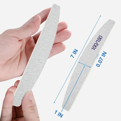 Miniatura 7 de Limas de uñas (paquete de 50), lima de uñas de madera de grano 100/180, lima de uñas de doble cara de madera Emory para uñas naturales, profesional