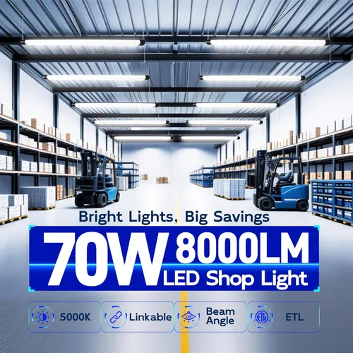 Miniatura 2 de hykolity lámpara de tienda LED de 4 pies, 70 W enchufable, 8000 lm (equivalente a 300 W), 5000 K, lámparas de tienda LED para garajes, talleres
