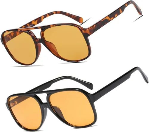 Xpectrum Gafas de sol grandes de los años 70, color amarillo transparente, retro, para hombres y mujeres, gafas de sol vintage de moda