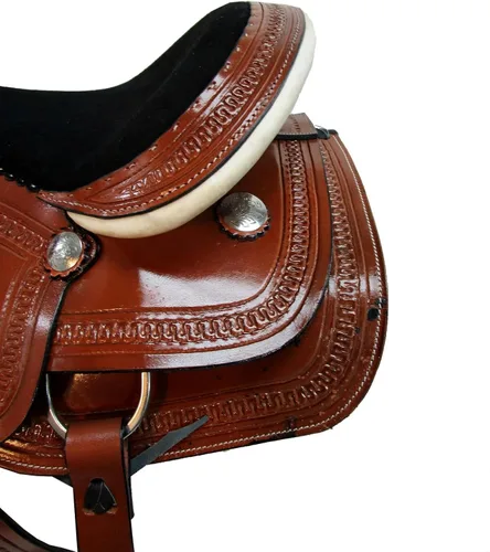 Miniatura 4 de Western Saddle Barril Racing Caballo Placer Floral Tooled Cuero Trail Tack Cowboy Rodeo Set 15 16 17 18