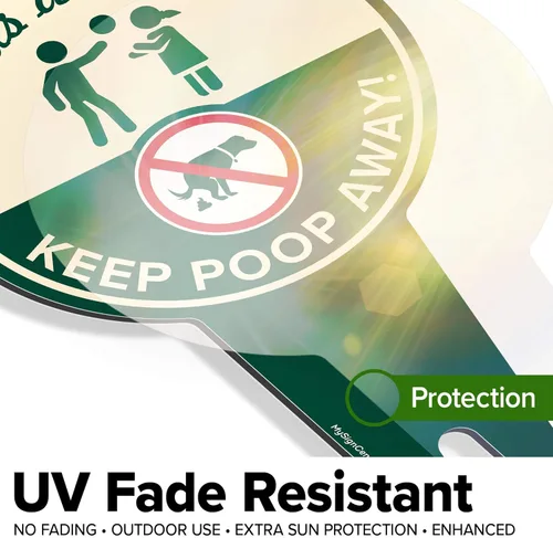 Miniatura 6 de Cartel de "Kids at Play, Keep Poop Away", 7 x 13, estacas integradas de alta resistencia, uso en interiores y exteriores, compuesto de aluminio