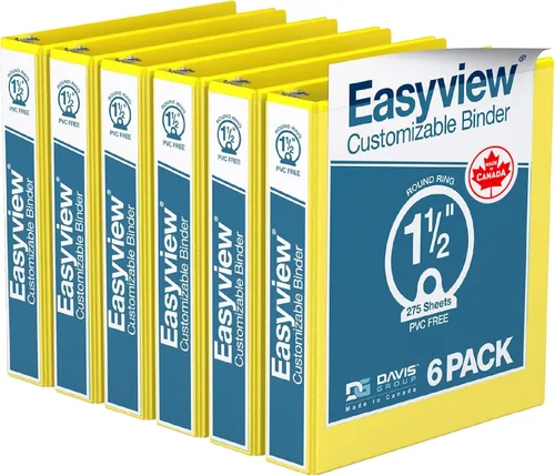 Miniatura 32 de Easyview - Carpetas prémium de 3 anillas con cubiertas transparentes y anillos redondos, carpetas para la escuela u oficina, 1 pulgada, paquete