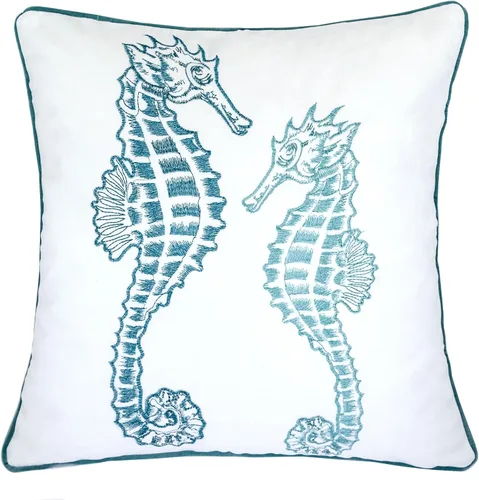 Miniatura 8 de Funda de almohada bordada de terciopelo verde azulado, con ancla de la serie oceánica, funda de almohada decorativa náutica para decoración