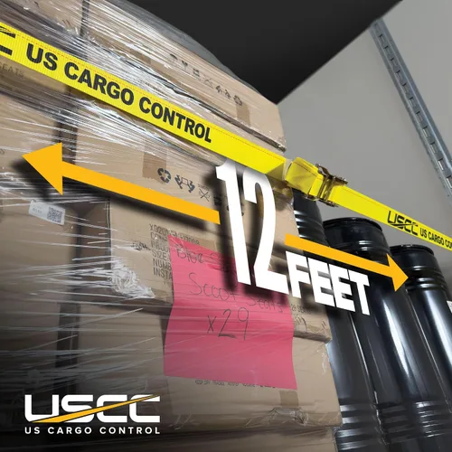 Miniatura 3 de US Cargo Control Correas de trinquete E-Track (paquete de 2), resistencia a la rotura de 4,400 libras, correas ETrack amarillas resistentes de 2