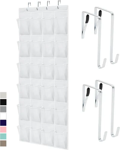 Miniatura 19 de Gorilla Grip - Zapatero para colgar en la puerta, 24 bolsillos de malla para sostener hasta 40 libras, organizador para parte trasera del armario