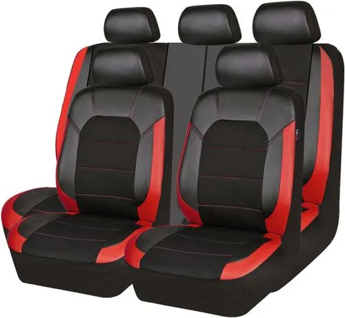 Car Pass - Fundas universales de cuero para asiento de automóvil deportivas que se adaptan a la mayoría de automóviles, SUV, camiones y camionetas