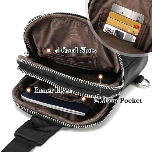 Miniatura 6 de Pequeña bolsa cruzada, cangurera, elegante bolsa cruzada para viajes esenciales, regalos para mujeres, Nailon-Negro, Bolso bandolera