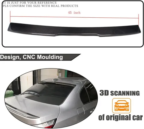 Miniatura 5 de Alerón de techo de fibra de carbono real compatible con 2004-2010 E60 M Sport y M5 E60 Sedan Roof Window Visor Spoiler Wing Lip Factory Outlet