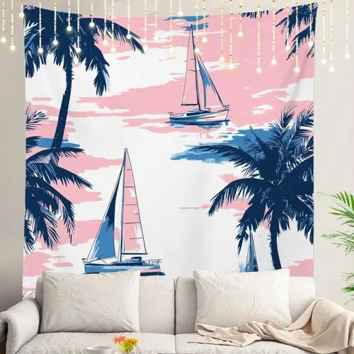 Miniatura 53 de Shrahala Beach Vacation Seaside Relaxation Tapestry, Nautical Summer Getaway Wall Hanging Hd Print Polyester Backdrop For Dorm Room Bedroom 30 X 40