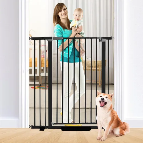 Puerta para bebé de 41 pulgadas de alto, puerta para perros con cierre automático, ajustable de 29.92"-43.71" de ancho, montaje a presión, puerta