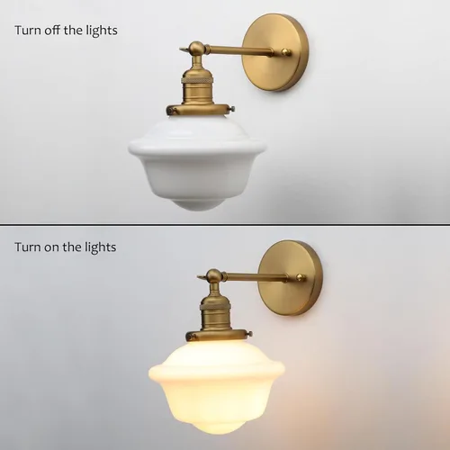 Miniatura 7 de Pathson Modern Wall Sconce, Milk White Bathroom Vanity Light Fixture, Wall Lighting for Bedroom Living Room Hallway Home Decor