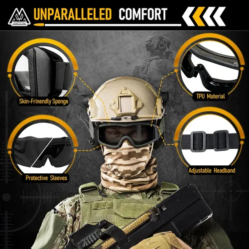 Miniatura 3 de Airsoft - Gafas de seguridad antivaho con certificación ANSI Z87.1, resistentes a los impactos, gafas de tiro tácticas Lente de doble capa P1