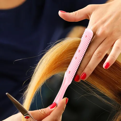 Miniatura 4 de Glamlily Juego de peine de afeitar para adelgazar el cabello, recortadora de extremo dividido, peine adelgazante sin esfuerzo, paquete de 4 a 7.1 x