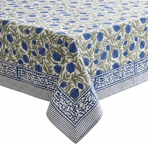 Miniatura 45 de ATOSII Amalfi - Mantel redondo de verano 100% algodón, estampado en bloques, para comedor, bodas, exteriores, fiestas, I Grand Millenial Farmhouse