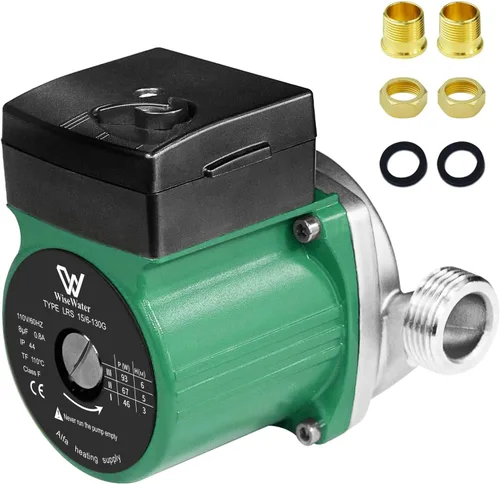 WiseWater Bomba de recirculación de agua caliente de acero inoxidable 304 (1 pulgada NPT), 12.6 GPM, 3 velocidades, cabeza de 20 pies, ultra Verde