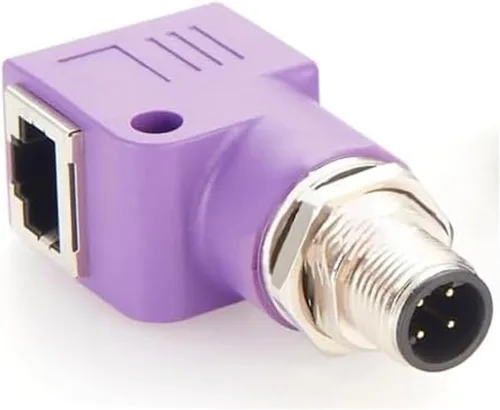 Miniatura 10 de Elecbee Adaptador de mamparo M12 a RJ45 impermeable M12 A Código 8 Pin hembra a RJ45 Jack de ángulo recto naranja