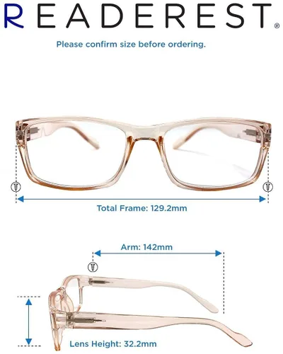 Miniatura 3 de Readerest 2.25 - Anteojos de lectura con luz azul, ligeros para computadora, fatiga ocular, protección UV antirreflejo (melocotón + transparente)