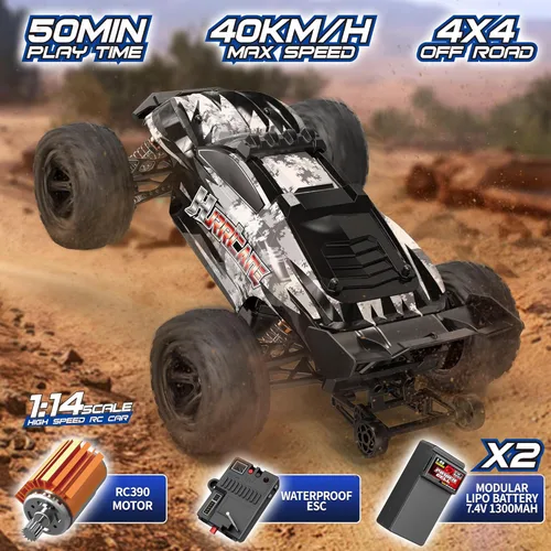 Miniatura 2 de X-TMAGA Vehículos RC Todo Terreno a Escala 1:14 para Adultos y Niños (HS14323), Máxima Velocidad de 40+ KPH, Camión RC Todo Terreno 4WD para Nieve
