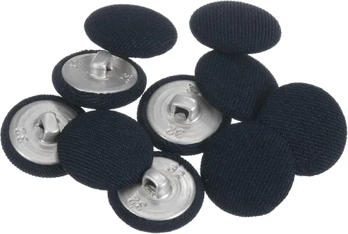 Miniatura 48 de HARFINGTON 10 botones de tela de 24L cubiertos de tela de 0.59 pulgadas, vástago de metal, botones de costura redondos para trajes, blusas de Azul