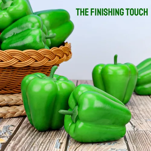 Miniatura 4 de Gresorth 8pcs Artificial Big Bell Pimienta Verde Decoración Vegetal Falso Casa Gabinete de Cocina