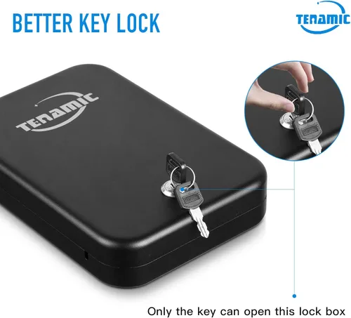 Miniatura 4 de Tenamic Caja fuerte para pistola, caja de seguridad portátil para pistola de viaje, caja de bloqueo de pistola de acero sólido para el hogar, cajas