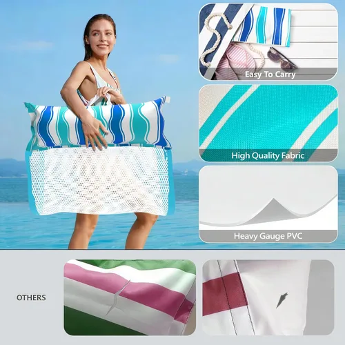 Miniatura 6 de Jasonwell Flotadores inflables para piscina para adultos, hamaca de tela para piscina, hamaca de agua, lago, playa, tumbona flotante, piscina