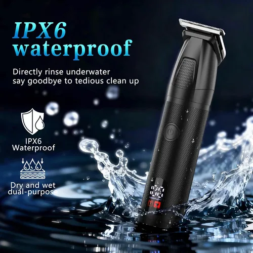 Miniatura 4 de Bomxin Cortadora de barba para hombres, 6 en 1, inalámbrica, impermeable, eléctrica, para bigote, cuerpo y cara, kit de aseo todo en uno