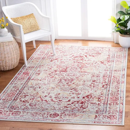 Miniatura 10 de SAFAVIEH - Alfombra de la colección Brentwood - 6' x 9', azul marino y gris claro, diseño envejecido con medallón, no desprende pelusa y fácil azul