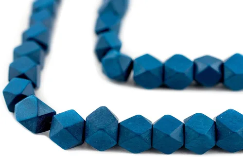 Miniatura 14 de TheBeadChest - Cuentas de madera de cubo sin esquinas azul azul: cuentas orgánicas naturales de corte de diamante de 0.787 in para la fabricación