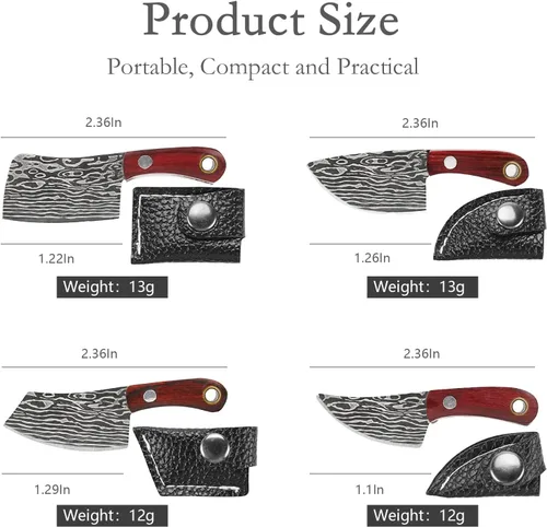 Miniatura 2 de Juego de Cuchillos Mini, Cuchillo de Bolsillo Damasco con Afilador, Mini Cuchillos de Chef EDC, Pequeño Cuchillo Clavador Llavero Cosas Pequeñas
