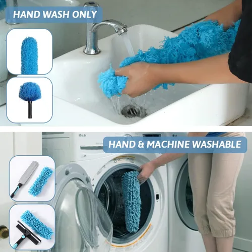 Miniatura 7 de MAYKI Plumeros de alto alcance de 20 pies para limpiar 5 piezas, plumeros de ventilador de techo con poste de extensión, plumero de telaraña