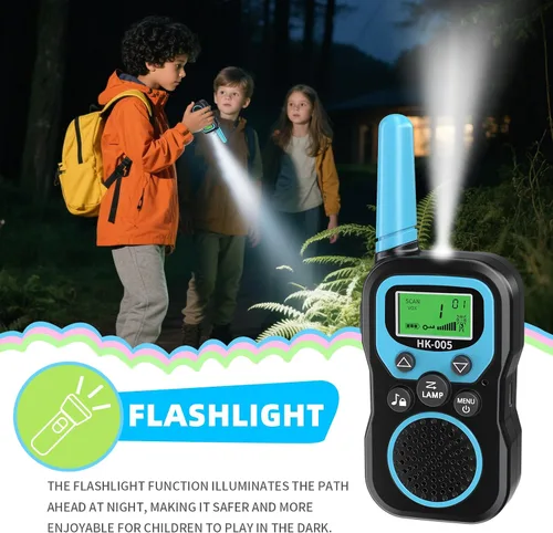 Miniatura 3 de Walkie Talkies recargables para niños, paquete de 3, Walkie Talkies de largo alcance para niños de 22 canales VOX linterna para acampar al aire