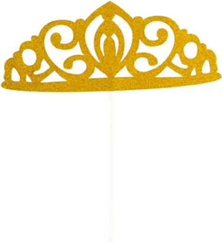 Miniatura 2 de Restaurantware Top Cake Toppers 8 x 3.8 pulgadas, 100 adornos de tiara para tartas, detalles de purpurina, cumpleaños, papel dorado, decoración