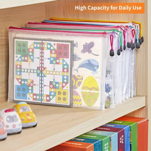 Miniatura 3 de JARLINK Paquete de 36 unidades tamaño carta A4 10 colores con cremallera de malla para documentos, bolsas de malla para juegos de mesa