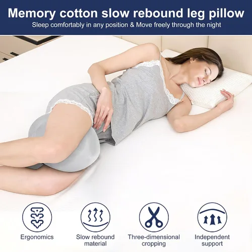 Miniatura 2 de Almohada de pierna de rebote lento de algodón con memoria (gris)