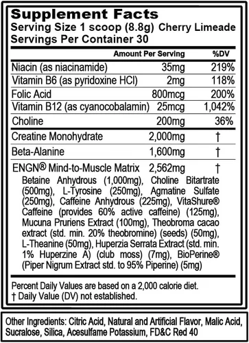 Miniatura 2 de EVL Intense Pre Workout con Creatina - ENGN Bebida en polvo energizante preentreno para hombres para energía duradera, enfoque y recuperación