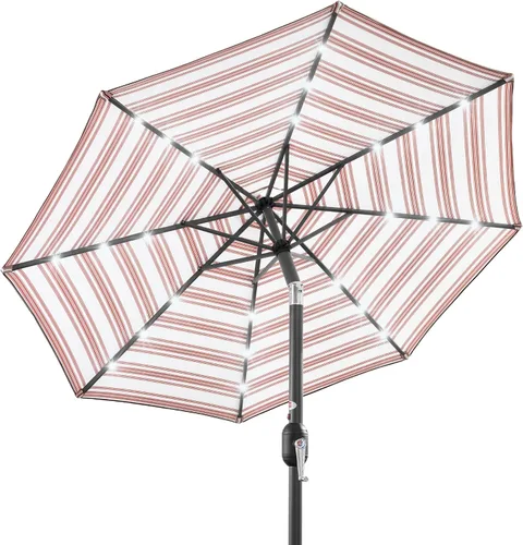 Miniatura 35 de Best Choice Products Solar Polyester LED Lighted Patio Umbrella w/Tilt Adjustment and UV-Resistant Fabric Gris niebla