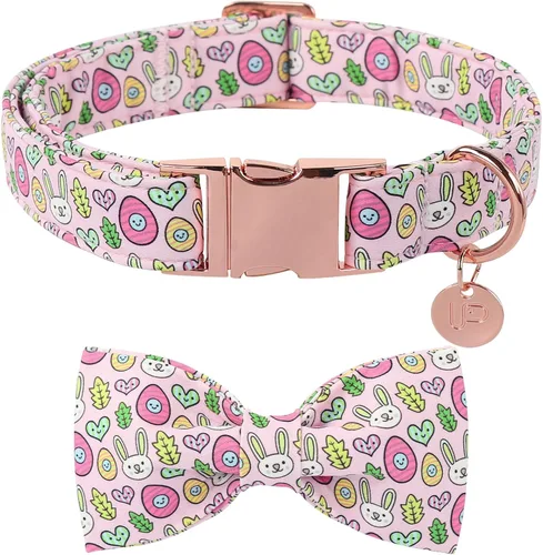 Miniatura 32 de Collar para perro con pajarita, Collar de algodón con pajarita para cachorro, Collar para perro azul para niña o niño con hebilla de metal duradera
