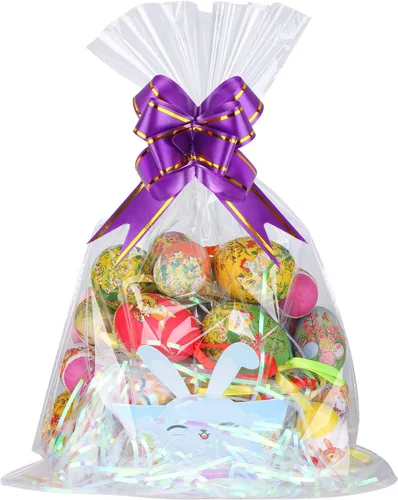 Miniatura 6 de Kolewo4ever 40 piezas Juego de bolsas de celofán para San Valentín con lazos de tracción 20 piezas 12x18 pulgadas Bolsas de celofán para San