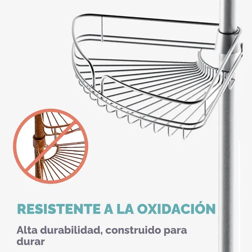Miniatura 5 de Zenna Home - Organizador de esquina para regadera con barra de tensión, organizador de regadera ajustable con 4 cestas y toallero incorporado