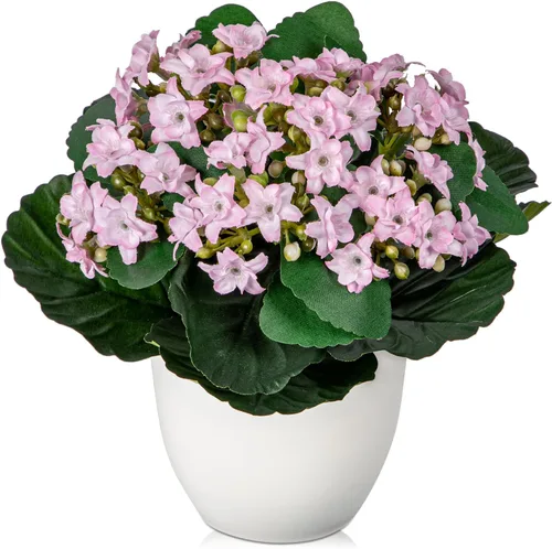 Kalanchoe Arbusto de Flores Artificiales Rosa Flores de Seda Sintética Plantas y Flores Artificiales en Jarrón Planta Pequeña en Maceta Flor Falsa