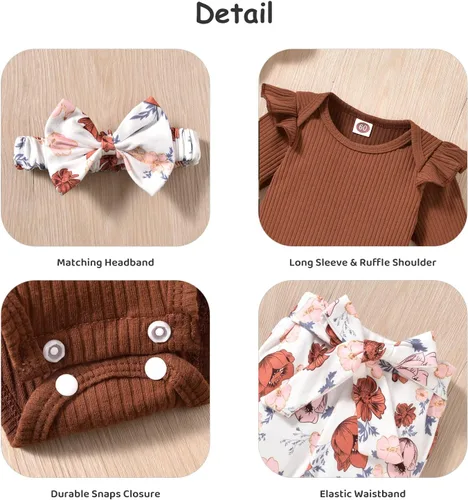 Miniatura 86 de Aalizzwell Conjunto de mameluco acanalado para bebé recién nacido prematuro para otoño e invierno