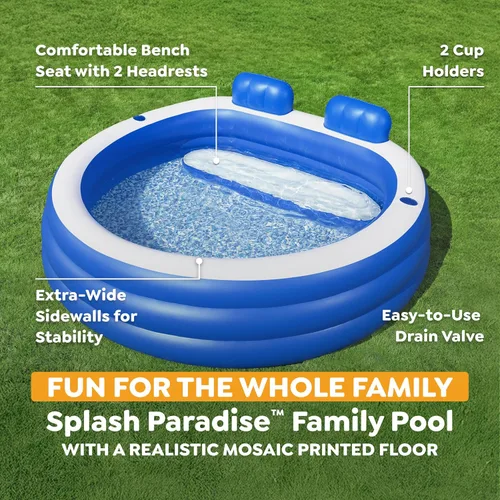 Miniatura 4 de H2OGO! - Piscina familiar inflable Splash Paradise de 7 pies 7 pulgadas x 7 pies 2 pulgadas x 31 pulgadas, piscina inflable al aire libre para niños