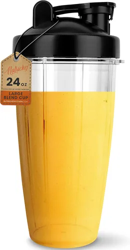 NutriChef Vaso de mezcla grande de 24 onzas – Piezas de repuesto Contenedor de mezcla Tritan transparente con tapa para sorber y sellar, funciona